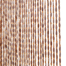 FlavorThings 52 Strands Brown Wood and Bamboo Beaded Curtain for Doorway Room Divider 36inch x 79inch，Bamboo and Wooden Doorway Beads-Boho Bohemian Curtain (Coffee)