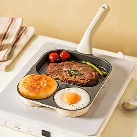 MDZF SWEET HOME Egg Pan, Versatile 3 in 1 Non-Stick Omelet Pan, Breakfast Frying Pan for Eggs, Steak and Pancakes with Titanium Interior & Ceramic Exterior