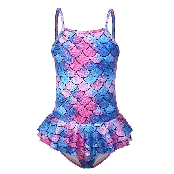 Mermaid Swimsuits Girls Ruffle One Piece Bathing Suits with Skirts