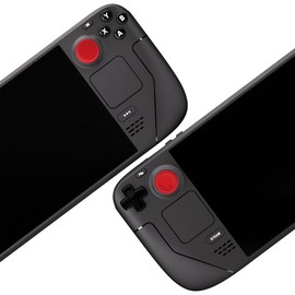 PlayVital Thumb Grip Cap for Steam Deck LCD, Joystick Cap Cover for PS Portal, Grip Joystick Cap for Steam Deck OLED, Raised Dot & Studded Design [Passion Red]