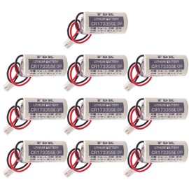 WELLVEUS「10 Pack」CR17335SE Battery 3V 1800mAh for FDK/Sanyo CR17335SE for Epson Robot Controller RC Series Battery R13B060003 (White Plug)