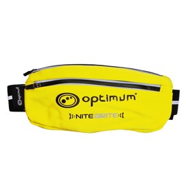 Optimum Ultra Slim Hi-Viz Running Belt Waist Pack, Lightweight Fanny Pack, Water Resistant Runner Waist Bag, Large Capacity Bum Bag Phone Holder, Adjustable Reflective Running Pouch for Gym Workouts
