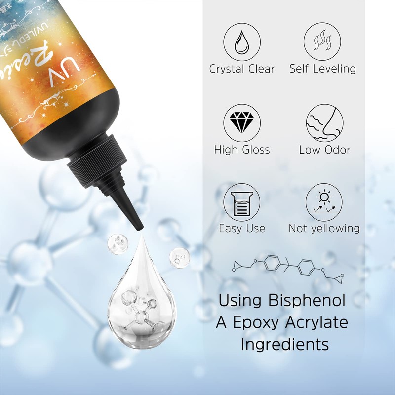 UNOKKI Liquid Resin, Highly Transparent 200g UV/LED Compatible Liquid Resin
