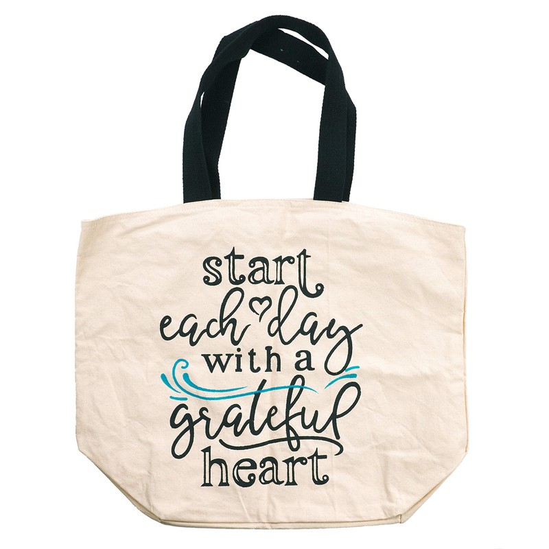 Cotton Canvas Tote - Reusable Bag with Handles - Grateful