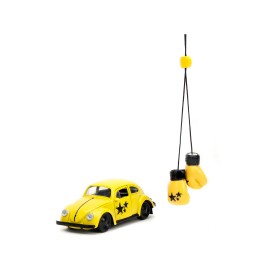 DCD 1959 Volkswagen Beetle Yellow with Black Graphics and Boxing Gloves Accessory "Punch Buggy" Series 1/32 Diecast Model Car by