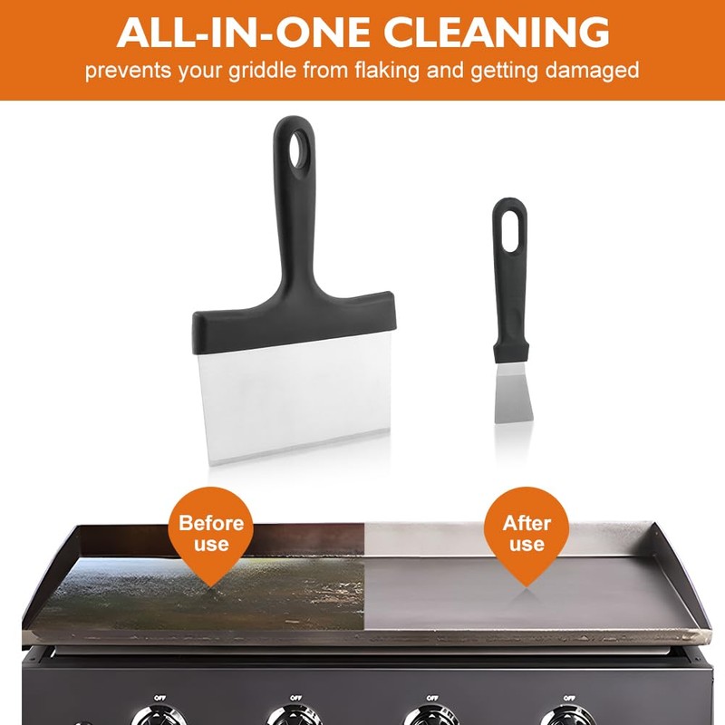 2 Pack Grill Scraper,Heavy Duty Griddle Scraper,Stainless Steel Griddle Scraper