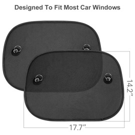 2 Pack Car Side Window Sunshades Universal Harmful UV Rays Sun Glare Heat Blocking for Baby Kids Pets, 44cm*36cm (Suction cup Stick)