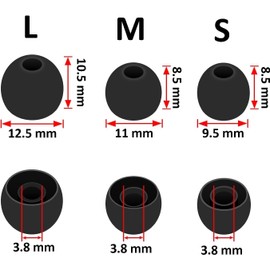 Replacement Earbuds Tips Silicone Ear Tips for KZ ZS10 Pro, Earphones Eartips Medium Size 6 Pairs,Black 4233M