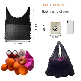 Reusable Scalable Tote Grocery Bags,Eco-Friendly Foldable Shopping Bags with Storage Pouch,Perfect for Sustainable Shoppers-Black