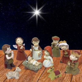 BANBERRY DESIGNS Christmas Nativity Set - 10 Figures Includes The Holy Family - Sizes are 1" H to 3" H - Indoor Holiday Décor