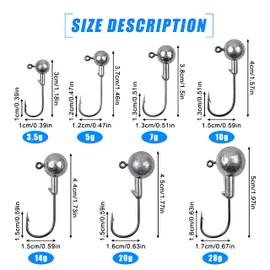 30Pcs Jig Head Fishing Hooks Round Ball Head Jig Hooks Unpainted Crappie Jig Heads for Bass Trout Crappie Walleye Fishing Jigs Saltwater Freshwater