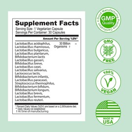 AsuLabs® Formula Probiotica Avanzada con 18 Cepas Probioticas Clinicamente Seleccionadas para ayudar a eliminar Los malestares digestivos. para Hombres y Mujeres. Capsulas Vegetarianas.