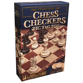 Spin Master Traditions Chess, Checkers, and Tic Tac Toe Set