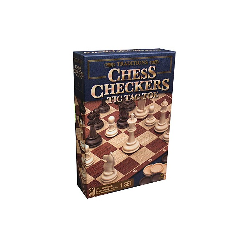 Spin Master Traditions Chess, Checkers, and Tic Tac Toe Set