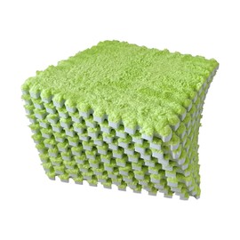 lmjclzyee 12 pcs Fluffy Soft EVA Foam Interlocking Carpet Shaggy Rugs Protective Floor Tiles Sport Play mats for Home Parlor, Bedroom, Children Kids Room (Green)
