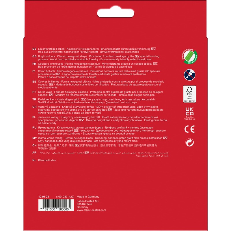 Faber-Castell 120124 - Set di matite colorate Castle, 24 pezzi,