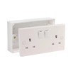 13A Double White Switched Socket Electrical Outlet with Fixing Screws