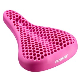DAWAY S7 Gel Padded Bike Seat Cover - Comfortable Shock-Absorbing Bicycle Saddle Cushion, Non-Slip & Easy-Clean, Fits Peloton, Mountain, Road & Exercise Bikes, 11"x7" for Men & Women, Pink