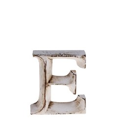 kadoh Wooden Letter E (8 cm) for Standing, Handmade Decorative Wooden Letters in Vintage Look, Shabby Chic Style (Cream-White Vintage)