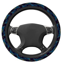 Swono Peacock Feather Steering Wheel Cushion Case Beautiful Blue and Green Peacock Feathers Neoprene Car Steering Wheel Covers 15 Inch Anti Slip Compatible Auto Car Wrap Cover for Men Women