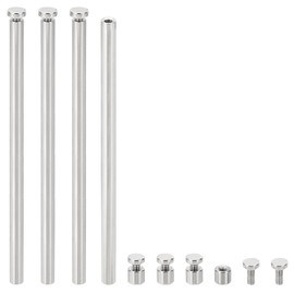 PATIKIL 1/4 x 4 inch Sign Standoff Screws, 4 Set Stainless Steel Wall Standoff Mounting Hardware Advertising Glass Nail for Hanging Acrylic Picture Frame Acrylic Panel, Silver