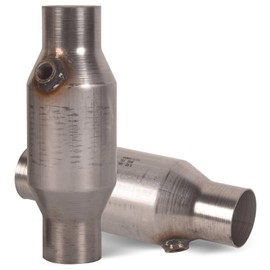 TOPAZ 2.5" Inlet/Outlet Universal High Flow Front Catalytic Converter Compatible with 2.5"Inlet/Outer Diameter Exhaust Pipes Stainless Steel 425250 2PCS