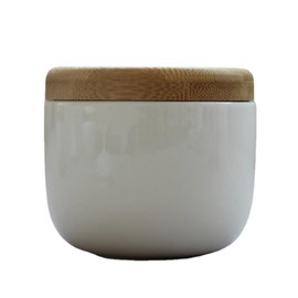 1Pcs Empty Small Ceramic Kitchen Food Tea Storage Canister Travel Portable Coffee Sugar Loose Tea Sealed Jar Pot Container with Bamboo Lid for Storage Spices Powder Loose Tea Coffee, White