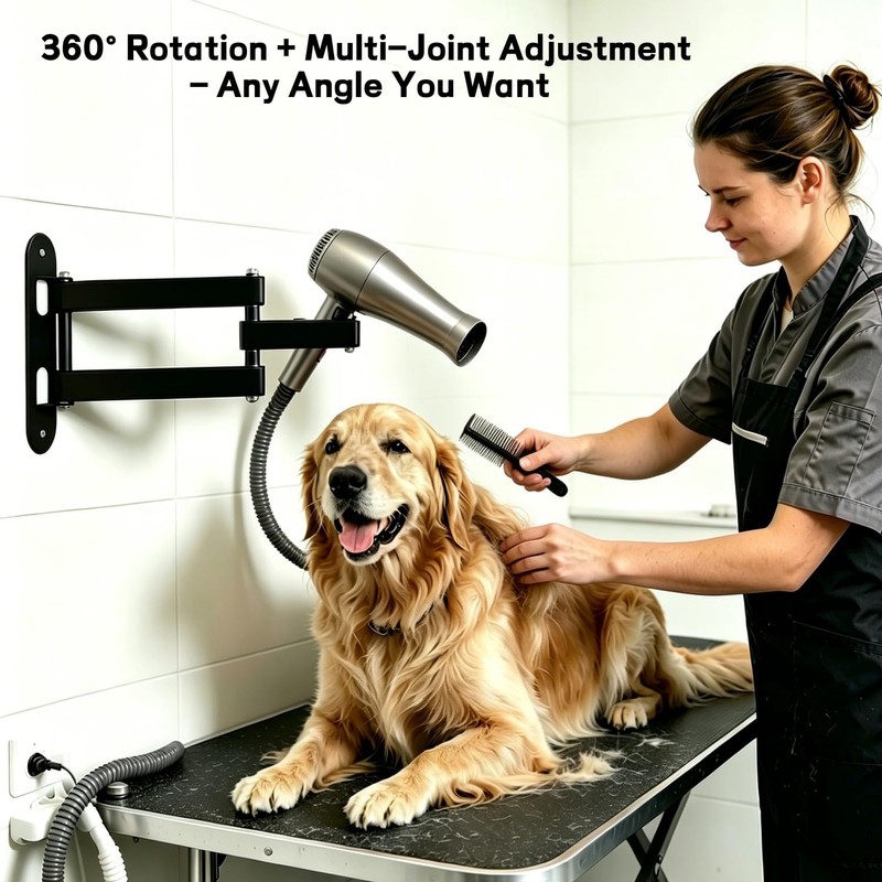 Pet Hair Dryer Wall Mount Stand Hose Tube Holder: Hands-Free