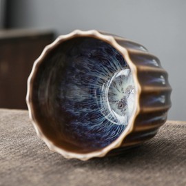 TEANAGOO Pottery Chinese Tea Cup Tea Cup, 6.5 Oz/185 ML, Junware, TG-H16 Junware-Purple, 4 Pcs/box, Occupied Japan Tea Cups Porcelian Asian Tea Cups No Handles Japanese Tea Cups