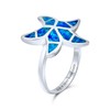 Nautical Tropical Beach Blue Created Opal Inlay Starfish Ring For