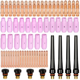Alffun 68pcs TIG Torch Consumables Accessories KIT for TIG Welding Torch PTA DB SR WP 17 18 26 Back Cap/Collet Body/Alumina Nozzle