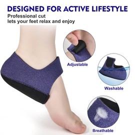 2PCS Heel Protectors, Heel Cups for Plantar Fasciitis, Thickened Gel Heel Cushion Pads for Achilles Tendinitis, Blisters, Cracked Heels Spur Feet Relieve Heel Pain, Adjustable Heel Cushion Pads,