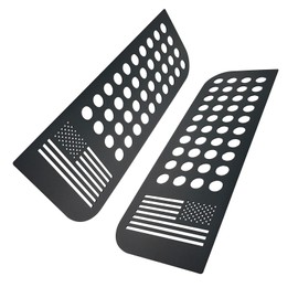 Timilge Rear Door Window Decals Aluminum Alloy Glass Panel Cover for 2018-2023 Wrangler JLU Gladiator JT (Porous and Flag)