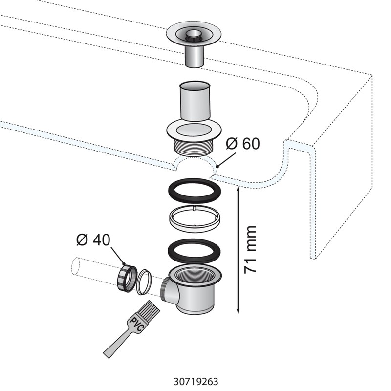 Wirquin Tourbillon 30723171 Shower Drain D60 Grid ABS Chrome-Plated