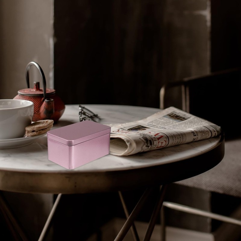 NUOBESTY - Contenedor rectangular de hojalata para alimentos con hojas