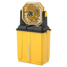 Allsion 24000mAh Rechargeable Misting Fan with 8L Water Bucket, 3-Speed Outdoor Cooling Fan with LED Lights, 120°Oscillation for Camping, Backyard, Patio,Outdoor-Yellow