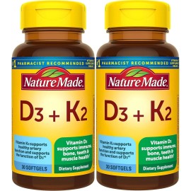 Nature Made Vitamin D3 K2 Softgels 5000 Iu 125 Mcg Pack Of 2 For Immune Health