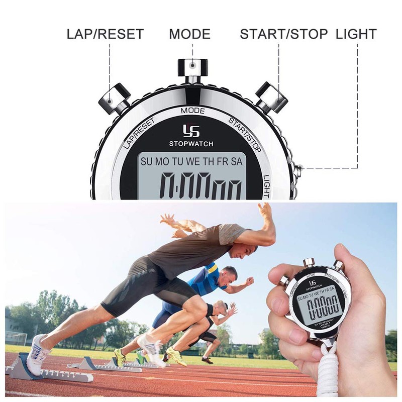 LAOPAO Stopwatch, 1/100 Seconds Precision 2 Pieces Memory Data Daily
