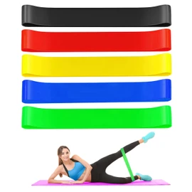 Fitness Bands, Set of 5 Resistance Bands in 5 Colours, 60 cm Length, 5 cm Width for Gymnastics Band, Resistance Bands for Yoga, Pilates, Gymnastics and Strength Training