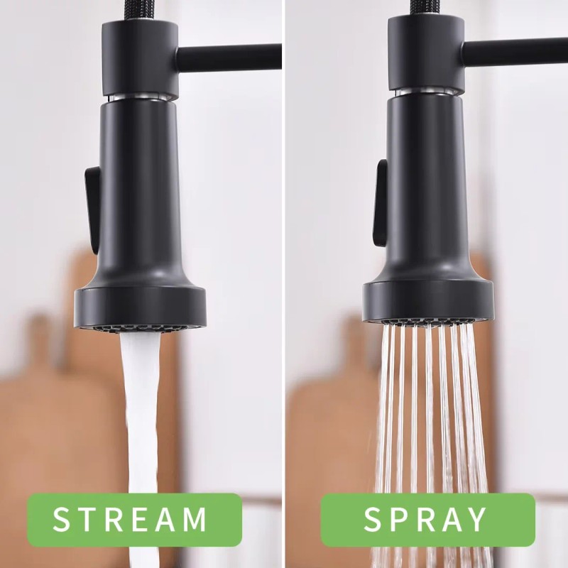 Matte Black Touchless Kitchen Faucet with Pull Down Sprayer, Motion