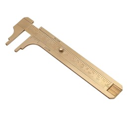 100mm (3.94in) Easy Sliding Gauge Brass Vernier Caliper Ruler Measuring Tool Double Scales mm/inch Mini Brass Pocket Ruler