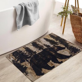 VANZEV Rustic Bear Forest Indoor Door Mat for Entryway, 17x29.5 Inch, Woodland Bear with Tree Floor Doormat for Home Decor, Non-Slip Rug Mat for Living Room, Kitchen, Bedroom, Gifts for Beer Lovers