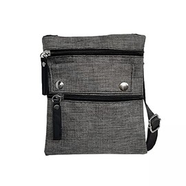 Unisex Shoulder Bag Simple Flat with 4 Compartments Outdoor Messenger Bag Leisure Sports Hiking Bicycle Women Men Children Multifunctional Bag Anti-Theft, gray