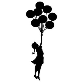 Arubas UK plug car sticker banksy girl with balloons