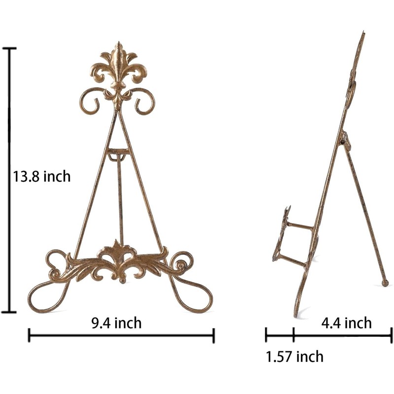 Wenbery 13.8" H Fleur-de-Lis Easel Stand,Metal Book Stand, Plate Holder