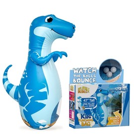 INFLATABLE DUDES Dinosaur -Kids Punching Bag | Already Filled with Sand| Bop Bag | Inflatable Punching Toy | Punching Bag for Kids | Bounce-Back Action! | Indoor Outdoor - Party Games - Color: Blue Triceratops | Pre-filled with Sand
