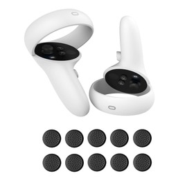 VicRole Thumbstick Caps for Meta Quest 3 Controller, VR Accessories Thumb Grip Caps for Oculus Quest 2, Black 10 Pcs Joystick Caps for Oculus Quest Pro Rift S Virtual Reality
