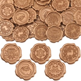 Dianelhall 50 Pcs Christmas Wax Seal Stickers Vintage Envelope Seal Stickers Embossed Christmas Wedding Sticker Roses Snowflake Stickers Self Adhesive Wax Seals for Wedding (Bronze)
