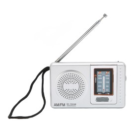 AM FM Radio Silver Gray Pocket Size AM FM Compact Simple Design AA Battery Powered Pocket Radio for Parents Grandparents
