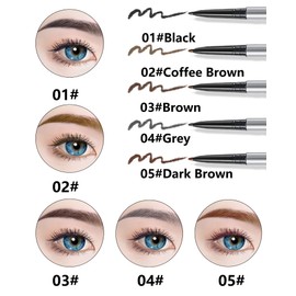 Eyebrow Pencil with Spoolie Brush- 4Pcs Professional Micro 1.5mm Tip Brow Pencil with Dual Ends Kit, Longwearing Waterproof Sweat-proof Eye Brow Pencil, Brown Eyebrow Makeup Pencils for Women-03Brown